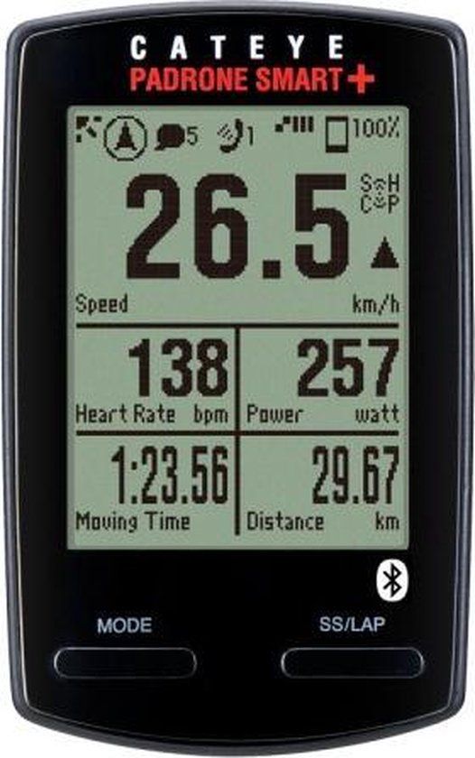 CatEye Padrone Smart+ CC-SC100B Fietscomputer - Zwart - Draadloos - Bluetooth