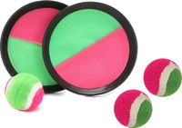 Gebro Vangbalspel met klittenband - groen/roze - 2 schilden en 3 balletjes - buiten/strand spellen