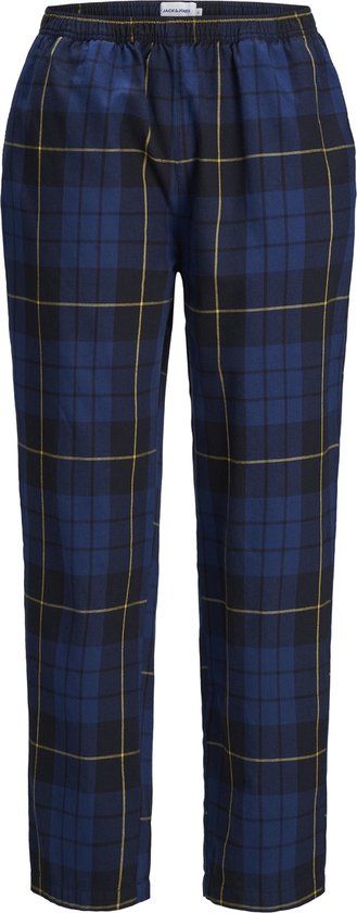 JACK & JONES JACRIMON Men's Pants - Dark Blue with Yellow Plaid - Size M
