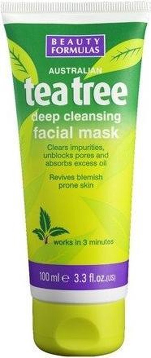 Beauty Formulas BEAUTY FORMULAS_Tea Tree Deep Cleansing Facial Mask oczyszczaj¹ca maska glinkowa do twarzy 100ml