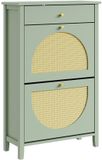 SoBuy Schuhschrank - Schuivenkast met 2 deuren en lade - Groen - 62x25x97 cm | FSR223-GR