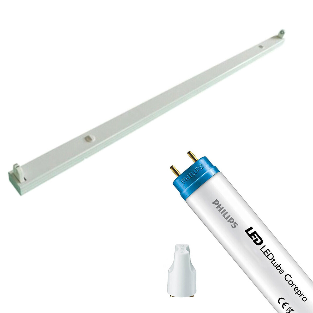 BES LED LED TL Armatuur met T8 Buis - Aigi Dybolo - 120cm Enkel - Philips - CorePro LEDtube EM 865 - 14.5W - Helder/Koud Wit 6500K | Vervangt 36W