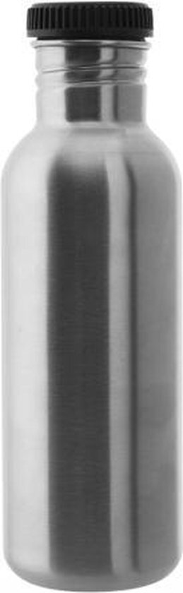 Laken RVS fles 0,75L Basic Steel Bottle - Black screw cap rvs
