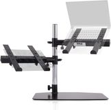 Pyle Draagbare Dubbele Laptopstandaard – Verstelbare Statafelhouder met Beugelarmen, Ergonomisch Ontwerp, 360° Draaibaar