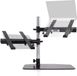 Pyle Draagbare Dubbele Laptopstandaard – Verstelbare Statafelhouder met Beugelarmen, Ergonomisch Ontwerp, 360° Draaibaar