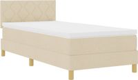 vidaXL Boxspring bed met kussen met hoofdeinde Crème 90 x 190 cm Stof