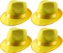 Merkloos / Sans marque Folat Trilby hoed - 4x stuks - neon geel - voor volwassenen - carnaval - verkleden
