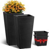 Vevor Set van 2 Bloempotten, Plantenbakken, 300x300x570mm, Zwart, Plastic