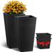 Vevor Set van 2 Bloempotten, Plantenbakken, 300x300x570mm, Zwart, Plastic