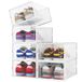 BAKAJI 6 stapelbare schoenendozen met deksels, eenvoudige montage, ruimtebesparend, transparant, opbergdoos, organizer, sneakers, set van 6 stuks, 33,5 x 23 x 14,5 cm
