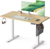 Merkloos SONGMICS Elektrisch in hoogte verstelbaar bureau 120 x 60 cm met 4 geheugenstanden, USB-C-poort en organizer – voor thuiskantoor – Gold Oak