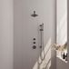 Brauer Gunmetal Carving Thermostatische Regendoucheset Inbouw - Hoofddouche 20 cm - Rechte Wandarm - Handdouche Staaf - Doucheslang - Geintegreerde Glijstang - Gunmetal