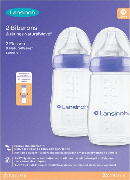 Lansinoh Natural Wave Flesjes 240 ml - 2 stuks