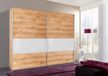 wimex Bramfeld Armoire à portes coulissantes, chêne planches, verre blanc, 225 cm