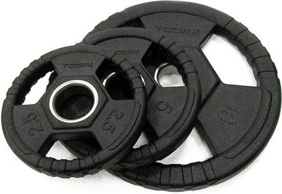 Rubber Olympische Halterschijf 50mm met grepen - gietijzer - zwart 5 kg - per stuk