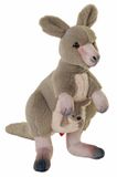 Wild Republic Kangoeroe met baby knuffel - grijs - 33 cm - pluche