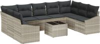 vidaXL Tuinbank - Set - 9 zitplekken - Lichtgrijs - Polyrattan