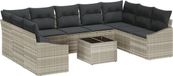 vidaXL Banc de jardin - Ensemble - 9 places assises - Gris clair - Polyrattan