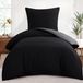 TRANKIELO® - Ensemble de literie 2 pièces 155 x 220 cm – noir et gris – réversible – microfibre douce – fermeture éclair