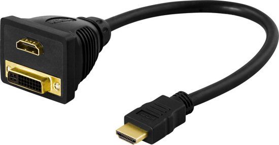 Deltaco HDMI-16 - HDMI naar DVI 24+1 en HDMI vrouwelijk - Zwart