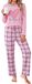 Pyjama Femme - Long, deux pièces, à carreaux, rose
