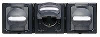 Kopp Blue Electric stopcontact met deksel en randaarde horizontaal 3-voudig IP44 antraciet