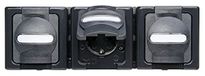 Kopp Blue Electric stopcontact met deksel en randaarde horizontaal 3-voudig IP44 antraciet