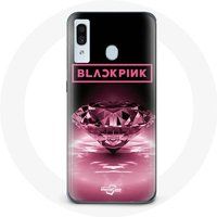 Manicase Etui voor Samsung Galaxy A30 Behang diamante Blackpink Kpop Logo Rose