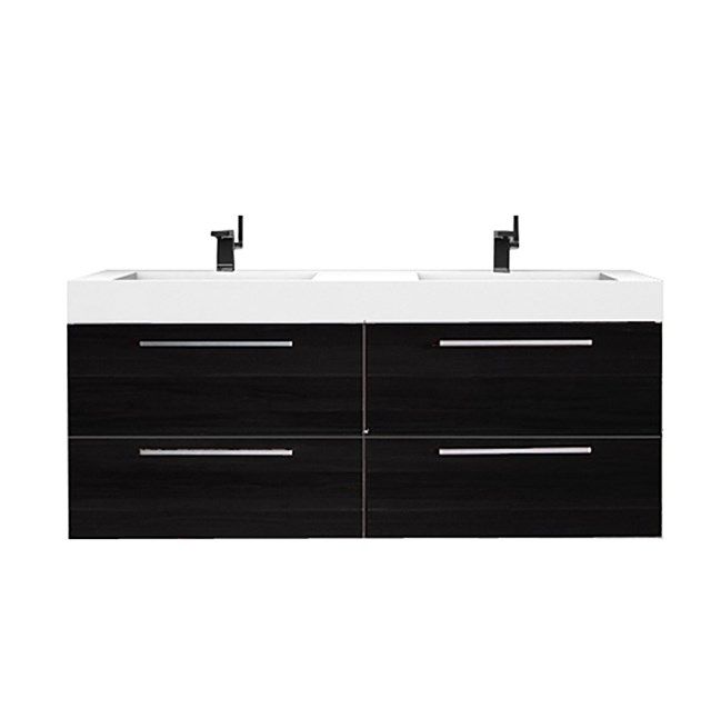 Maxaro Badkamermeubel 120cm Canto Zwart 4 Lades Vlak Wastafel Mineraalmarmer