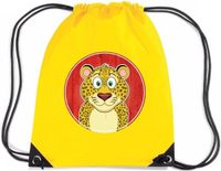 Bellatio Decorations Luipaarden rijgkoord rugtas / gymtas - geel - 11 liter - voor kinderen