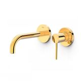 Tres Study Exclusive Wastafelmengkraan Inbouw 2-Gats Gebogen Uitloop 18 cm Hendel Goud