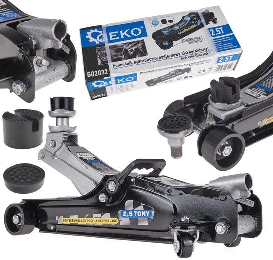 GEKO Hydraulische garagekrik - 2,5 ton - laag profiel - 360 mm hefhoogte - met draaggreep