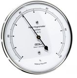 Fischer 122.01 - synthetische haar-hygrometer - 103 mm luchtvochtigheidsmeter van roestvrij staal Made in Germany - zilver