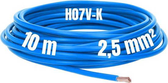 Kalitec 10 meter H07V-K 2,5 mm² blauwe bedradingskabel