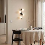 Lindby Wandlamp Josiana, 4 lichtpunten, Glas, Metaal, Wit, Zwart