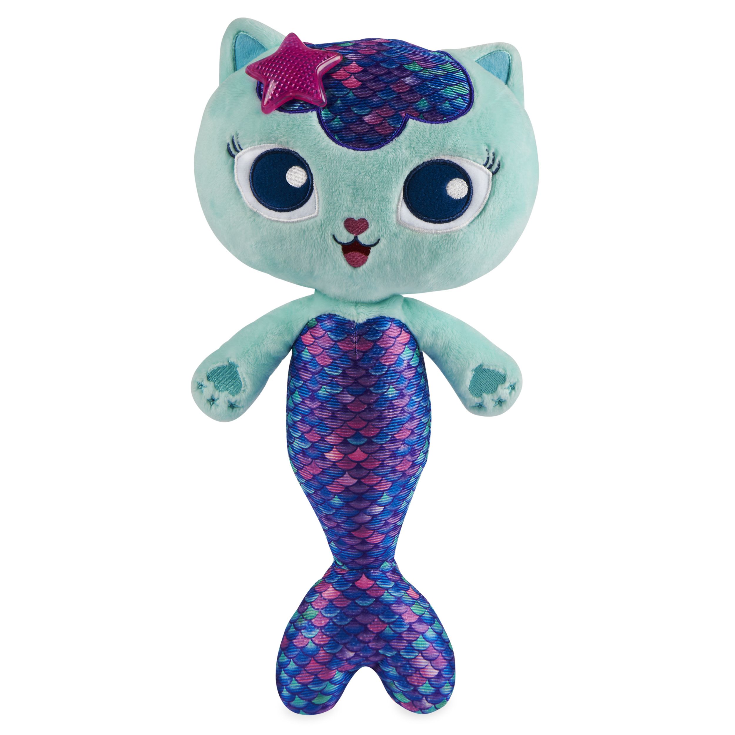 Spin Master Gabby's Dollhouse Meerminkat Knuffel - 33 cm - Met Geluid - Blauw/Paars