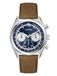 Guess Dawson GW0972G1 Herenhorloge met datumweergave, bruine leren armband, mineraal glas, blauwe wijzerplaat, 5 bar, diameter behuizing: 44 mm