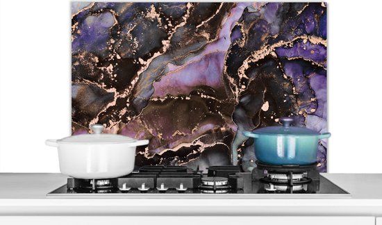 KitchenYeah Spatscherm Marmer print Roze Goud 90x60 cm - Keuken Achterwand