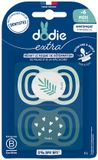 Dodie Extra 2 Tétines anatomiques symétriques + 6 mois (Couleur : Feuille/Cœurs)