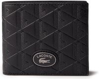 LACOSTE Leren Portemonnee Monogramm Billfold Coin Noir Zwart