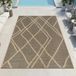 Tapis d'extérieur avec lignes graphiques, résistant aux intempéries, adapté pour terrasse et balcon, marron/beige, dimensions : 160 x 220 cm