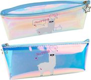 Lean trousseau d'école pour enfants holographique avec lama bleu 21x6cm