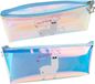 Lean trousseau d'école pour enfants holographique avec lama bleu 21x6cm