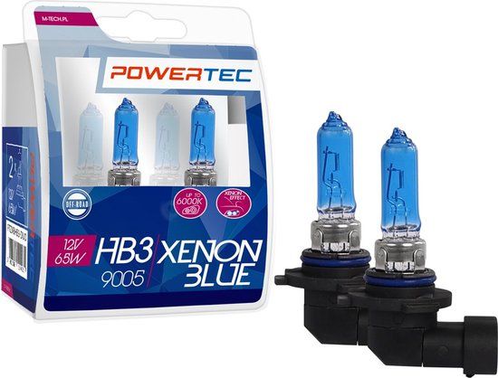 Mtech PTZXBHB3-DUO HB3 xenon look halogeenlamp 60 W 12 V, blauw, 2 stuks