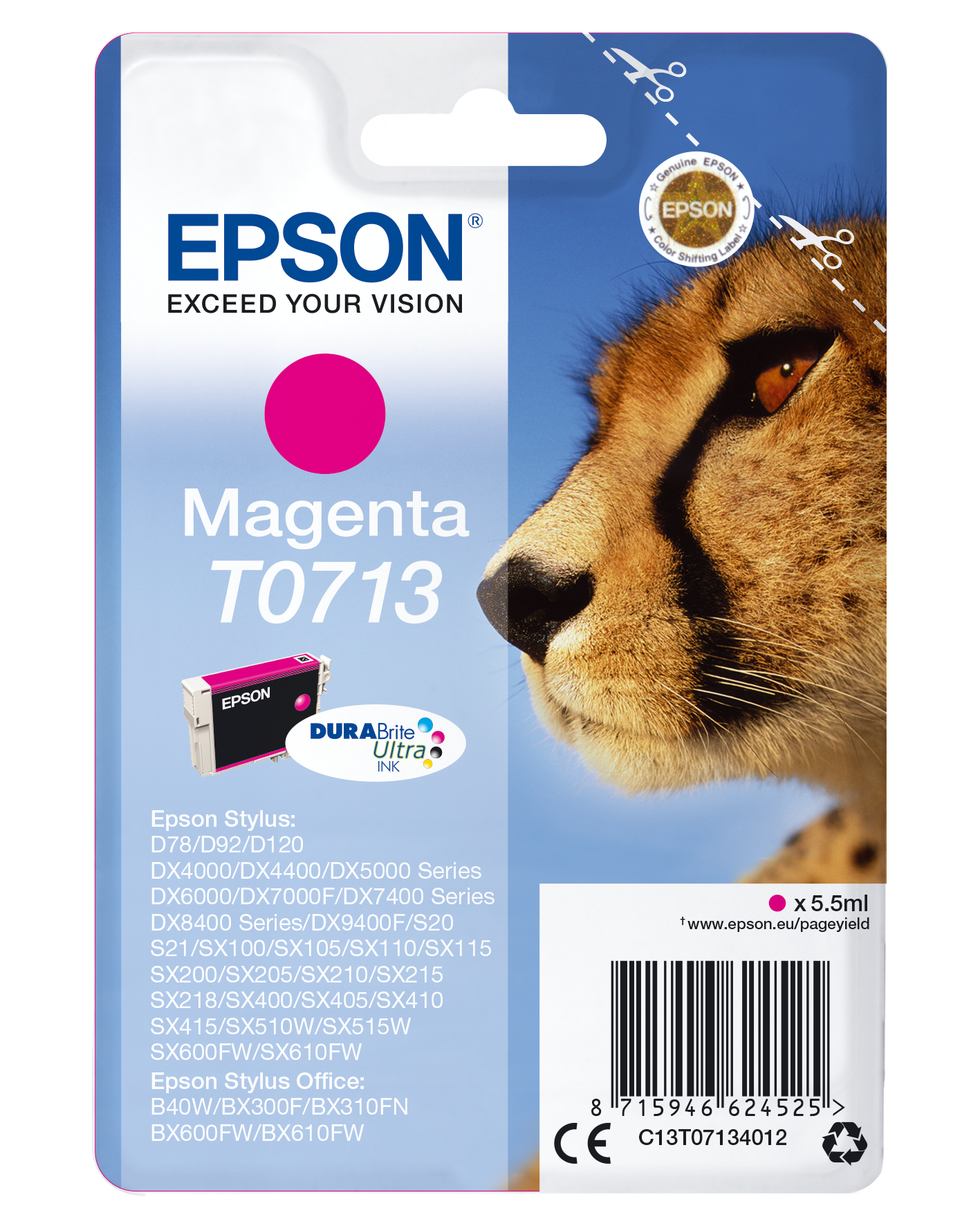 Epson T0713 - Inktcartridge - Magenta - 5.5 ml