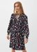 s.Oliver Viscose jurk met lange mouwen, V-hals, gebloemd patroon en gesmokte details - Navy - Maat 38