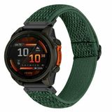 By Qubix - Geschikt voor Garmin bandje - 20mm Quickfit - Elastische Solo Loop nylon bandje - Donkergroen - Geschikt voor Garmin Fenix 9 / 9 pro - 43mm