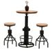 Mendler Set table de bar + 2X tabouret de bar HWC-N17 bois - naturel