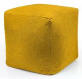 URBANARA Basic-Comfort Poefbed Cube Geel Polyester 40x40x40 cm