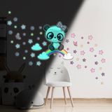 Ambiance Sticker Lichtgevende sticker - PANDA OP EEN REGENBOOG - Fluorescerende muur-/plafondsticker voor kinderen - 30x30cm